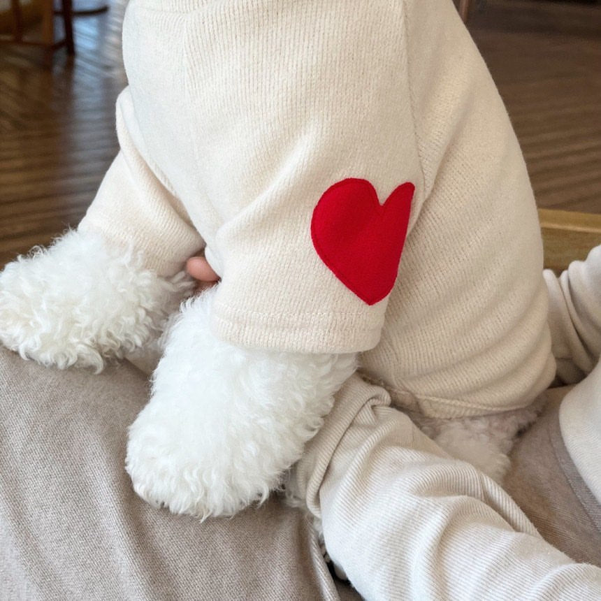 Fleece-gefütterter Hundepullover mit Herz-El Patch