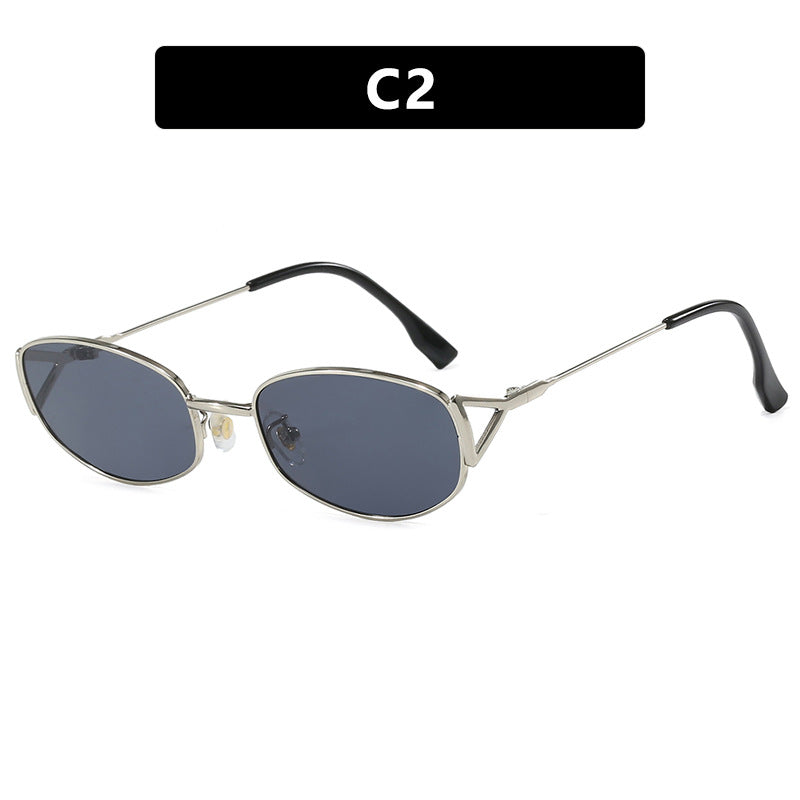 Damen modische Sonnenbrille im eleganten Ovaldesign mit hochklassigem Metallrahmen Karnz