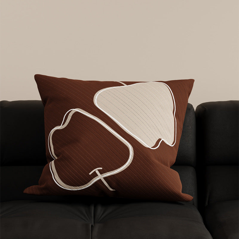 Decorative Square Cushion Cover with Minimalist Pear Silhouette and Textured Knit Fabric