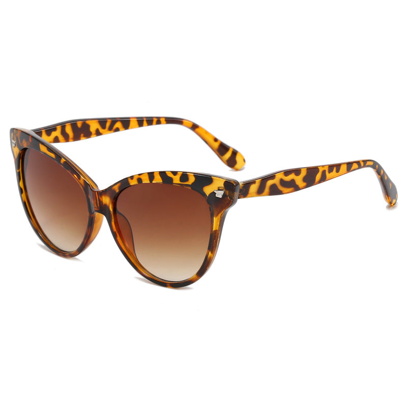 Damen modische Cat-Eye Sonnenbrille mit transparentem Rahmen und blauen Gläsern Karnz