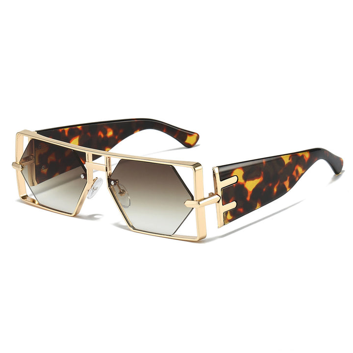 Geometrische Shield-Sonnenbrille mit hochwertigem Metallrahmen Karnz