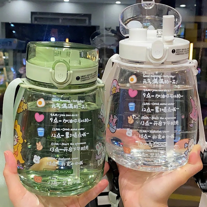 Damen große Wasserflasche mit integrierter Skala und Freisprecheinrichtung Karnz