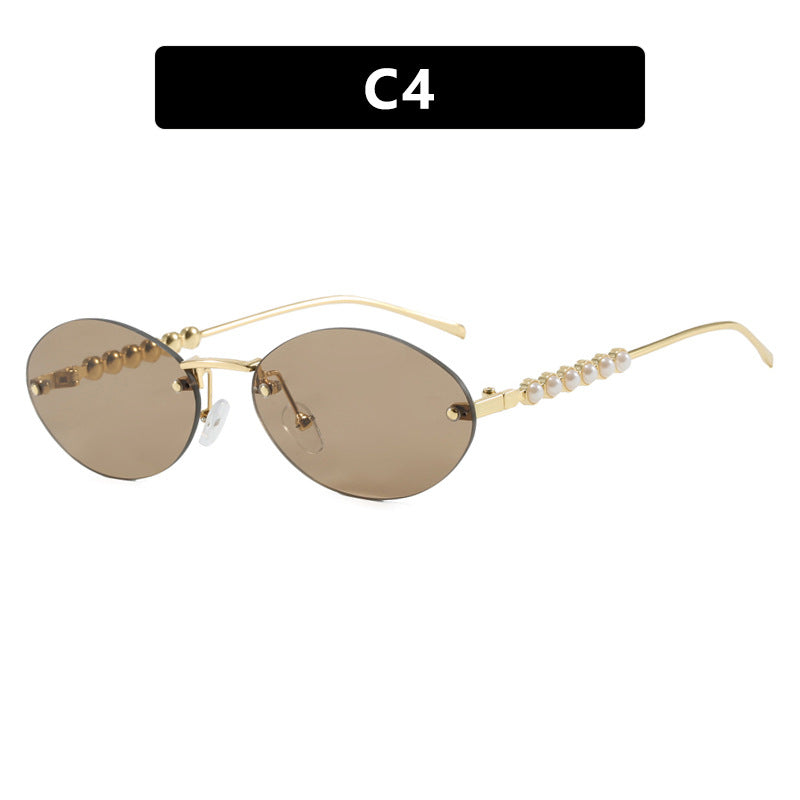 Damen stilvolle ovale Sonnenbrille mit eleganten Verzierungen Karnz