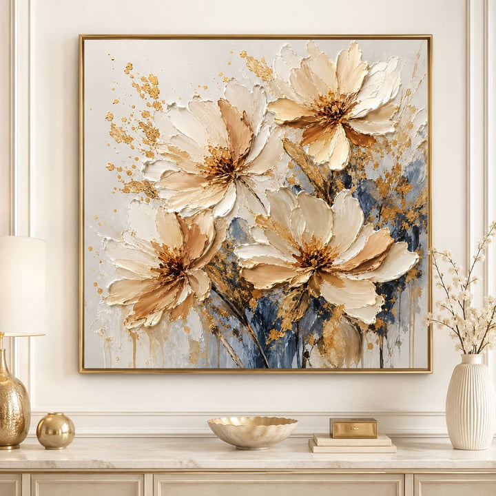 3D Texturiertes Floral Leinwand-Kunstwerk