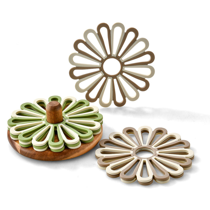 Elegante Silikon-Untersetzer Im Floralen Design Karnz