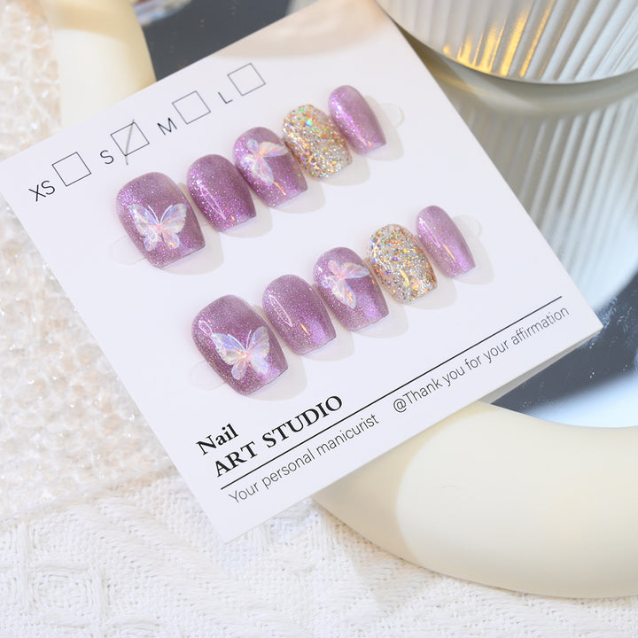 Glitzer Schmetterling Press-On Nagel Set Karnz