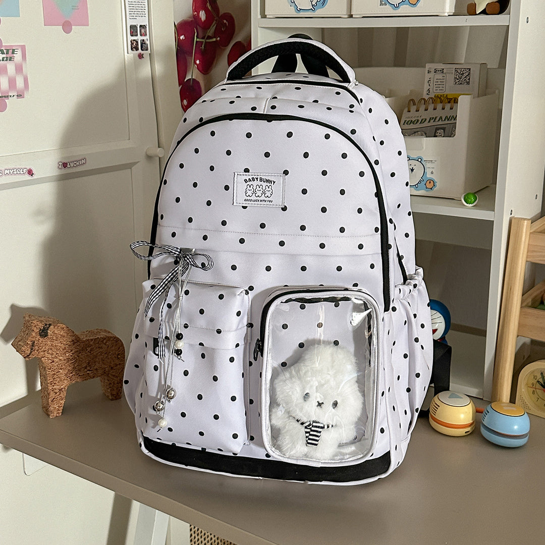 Verspielter Gepunkteter Rucksack mit Transparentem Fenster Karnz