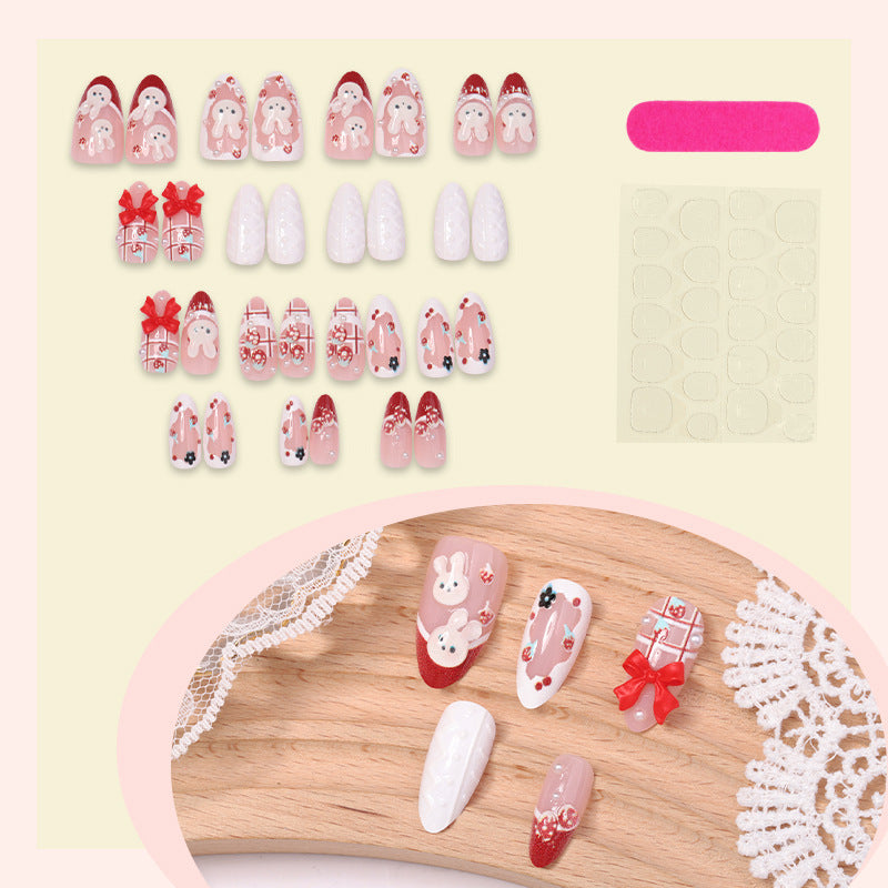 Kreatives Kunstnagelset mit verspielten Bunny- und Geschenkdesigns Karnz