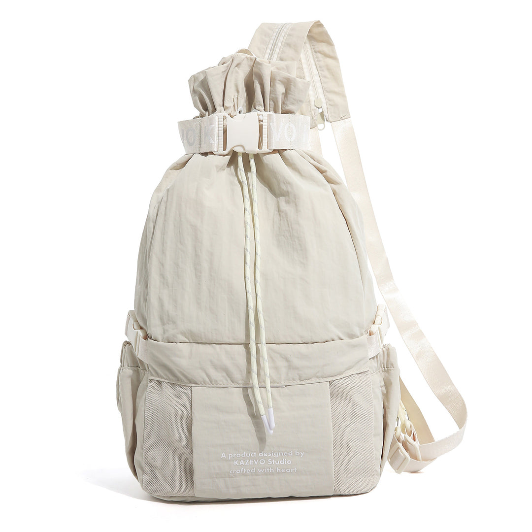 Lässiger Drawstring-Rucksack mit Netztaschen Karnz
