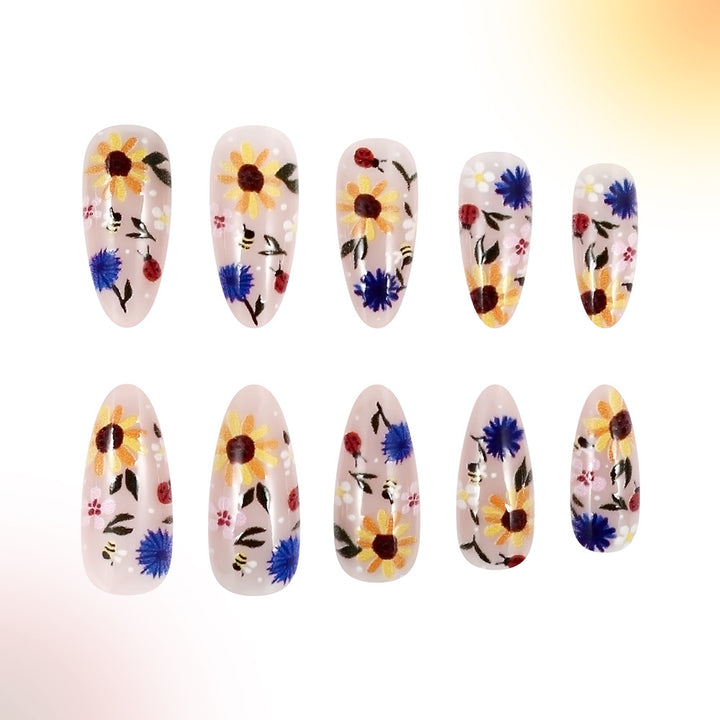 Blumen Themen Press-On Nagelkunst Karnz