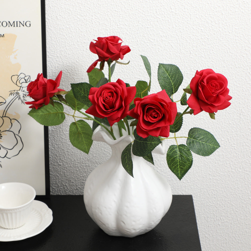 Künstliche Seidenrose mit Blättern Karnz