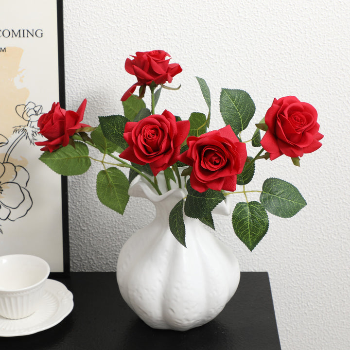Künstliche Seidenrose mit Blättern Karnz