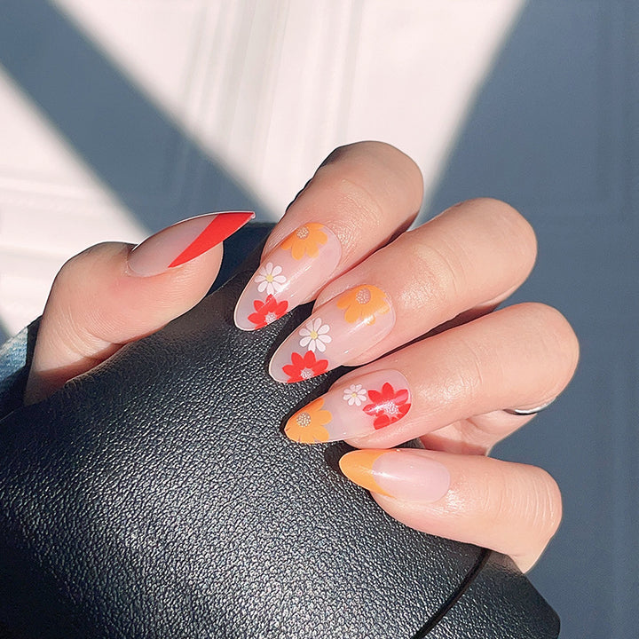 Blumenmuster Press-On Nagelset Karnz
