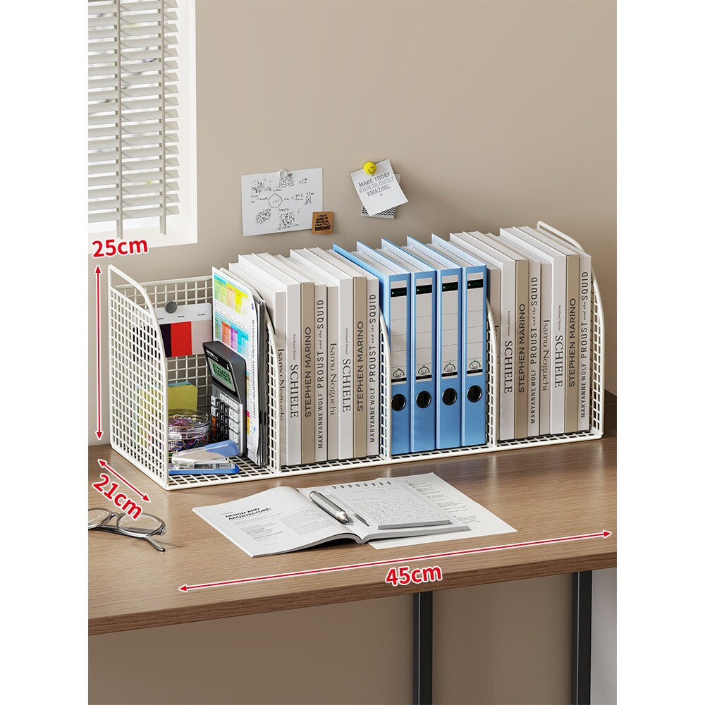 Langer Multi-Slot Desktop-Datei- und Ordner-Organizer mit Stift- und Zubehörhalter