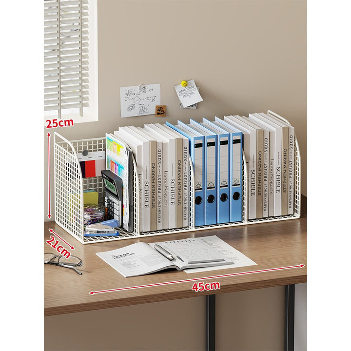 Langer Multi-Slot Desktop-Datei- und Ordner-Organizer mit Stift- und Zubehörhalter