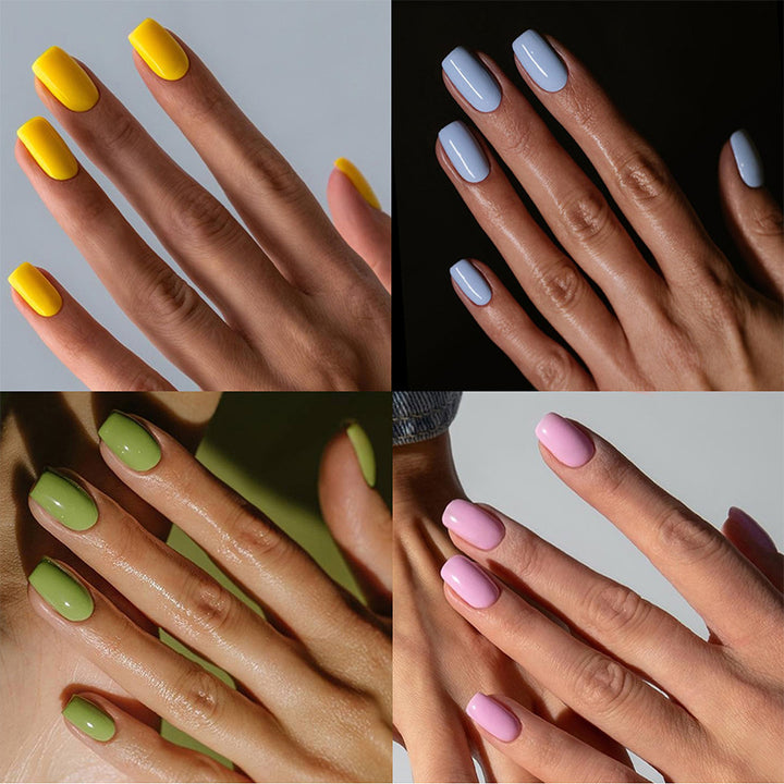 Glänzendes Press-On-Nagelset mit kreativen bunten Stilen Karnz