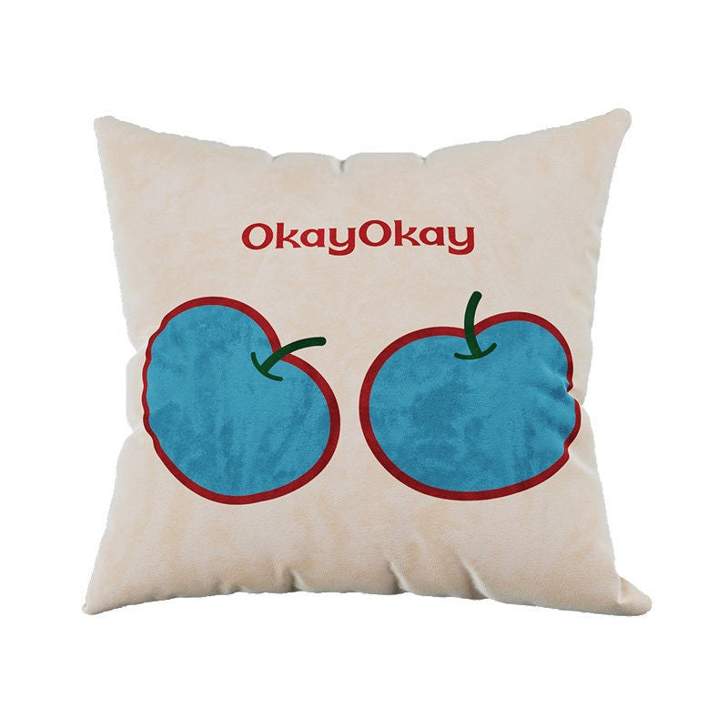 Decorative Plush Throw Pillow Cover with Retro Cherry Graphic