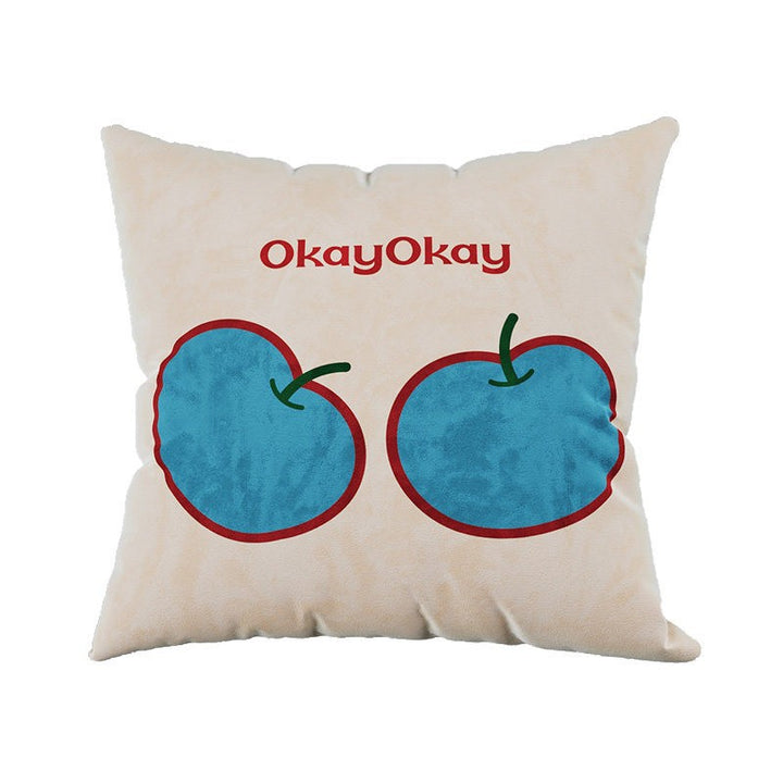 Decorative Plush Throw Pillow Cover with Retro Cherry Graphic
