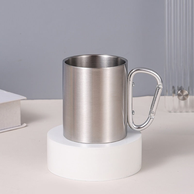 Damen Edelstahl Kaffeebecher mit Karabinergriff Karnz