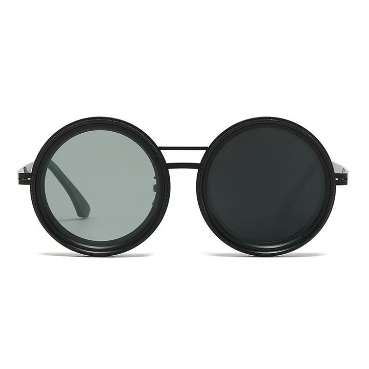 Damen Runde Retro-Sonnenbrille mit markantem Metallrahmen Karnz