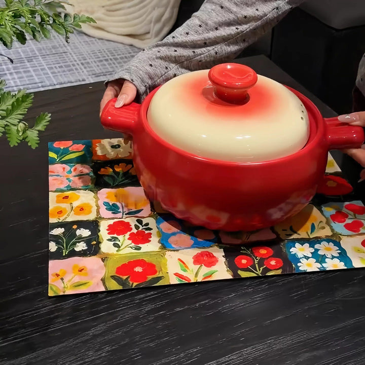 Bunte florale Küchentischmatte