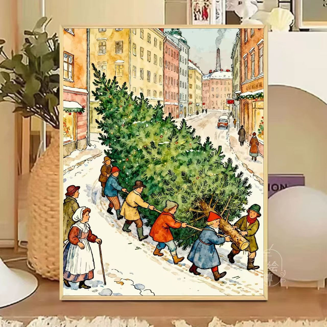 Gemütliche winterliche Café-Leinwandkunst Karnz