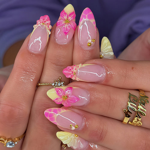 Floral Verziert Stiletto Nagelkunst Tipps Karnz