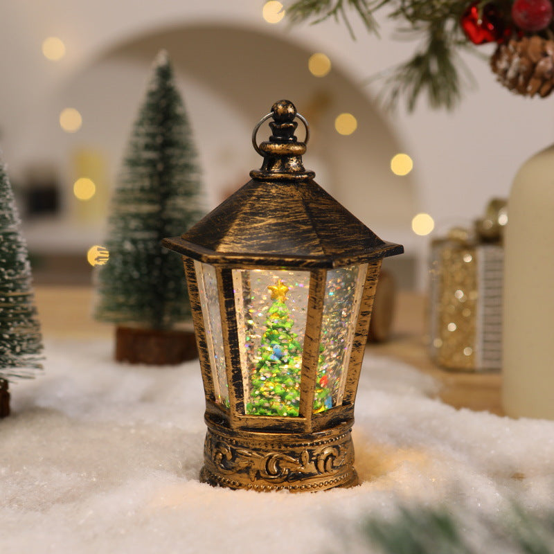 Nostalgische Weihnachtslaterne mit leuchtendem Weihnachtsmann-Motiv Karnz