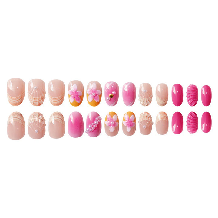 Künstlerisches von Muscheln inspiriertes Press-On-Nail-Set Karnz