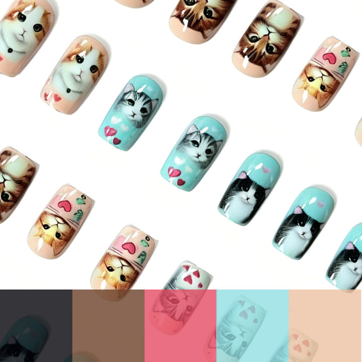 Künstlerische katzenmotivierte Nagelverlängerungen Karnz