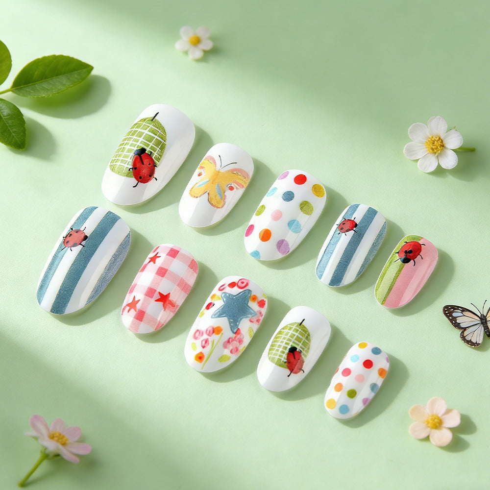 Verspieltes dekoratives Druck-Nagelkunst-Set Karnz