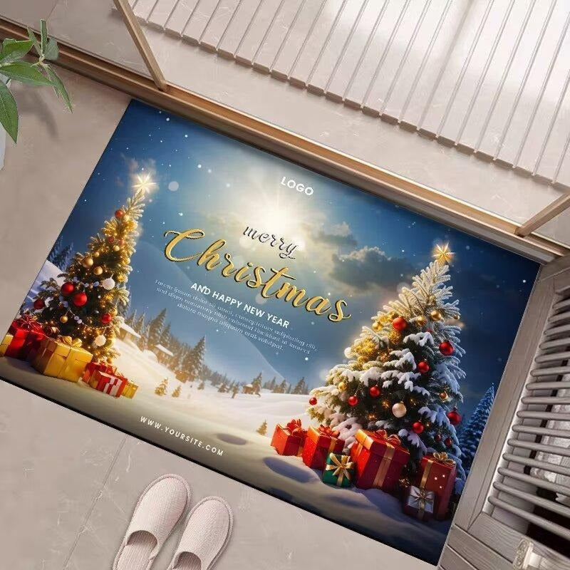 Festliche weihnachtlich gestaltete Fußmatte