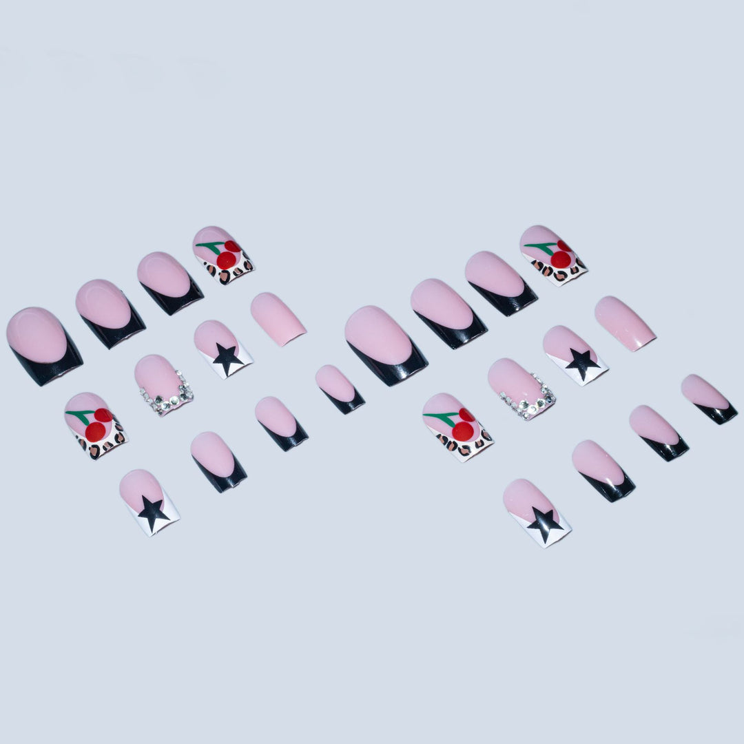 Künstlerisches Nail Art Design Set mit Kirsch- und Sternelementen