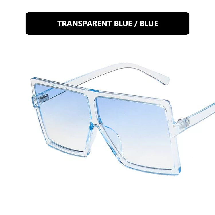 Damen moderne oversized Sonnenbrille mit transparentem Rahmen und stilvollen Gläsern Karnz