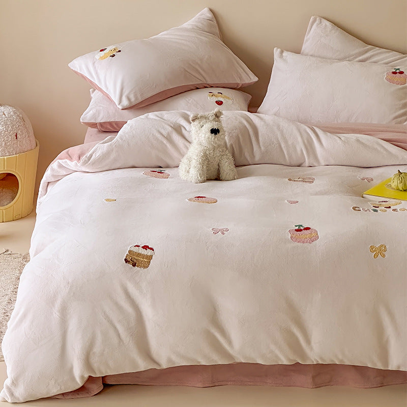 Soft-Touch Besticktes Dessert Appliqué Bettwäsche Set