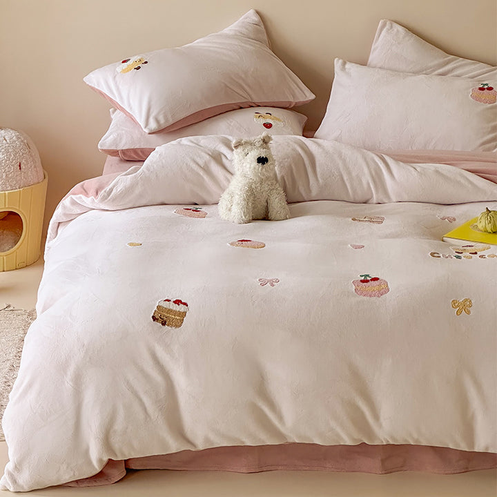 Soft-Touch Besticktes Dessert Appliqué Bettwäsche Set