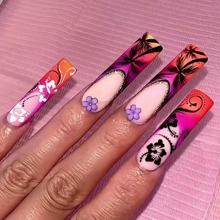 Tropische florale Nagelkunstverlängerungen Karnz