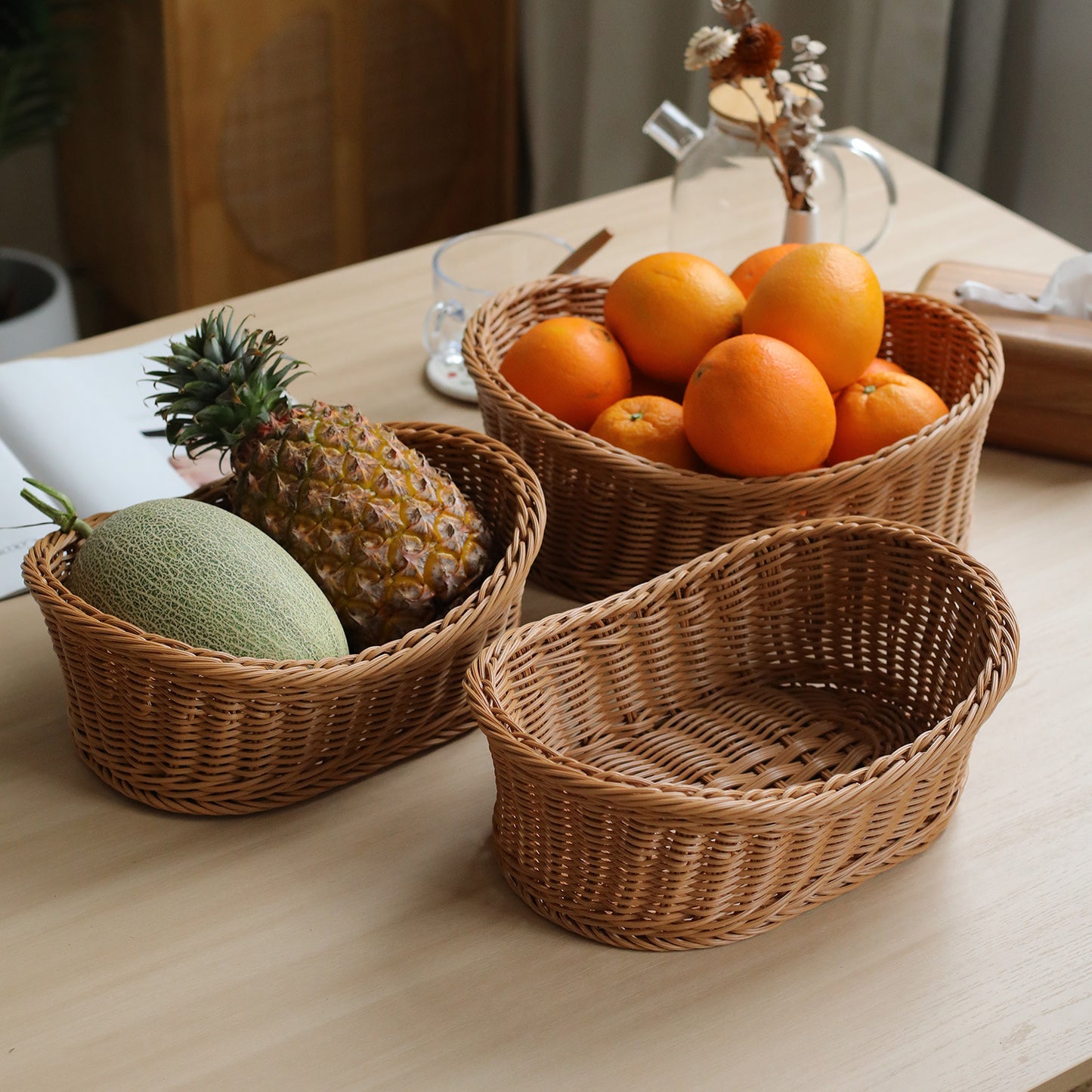 Unisex Eleganter ovaler Aufbewahrungskorb aus natürlichen Materialien Karnz