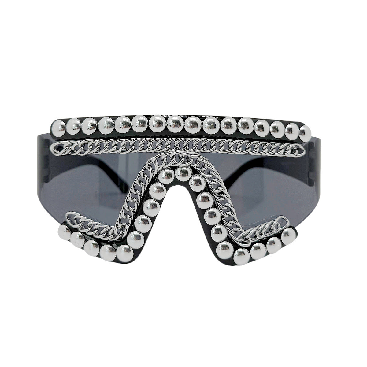 Damen Fashion-Sonnenbrille mit luxuriösem Kettenrahmen und schimmernden Akzenten Karnz