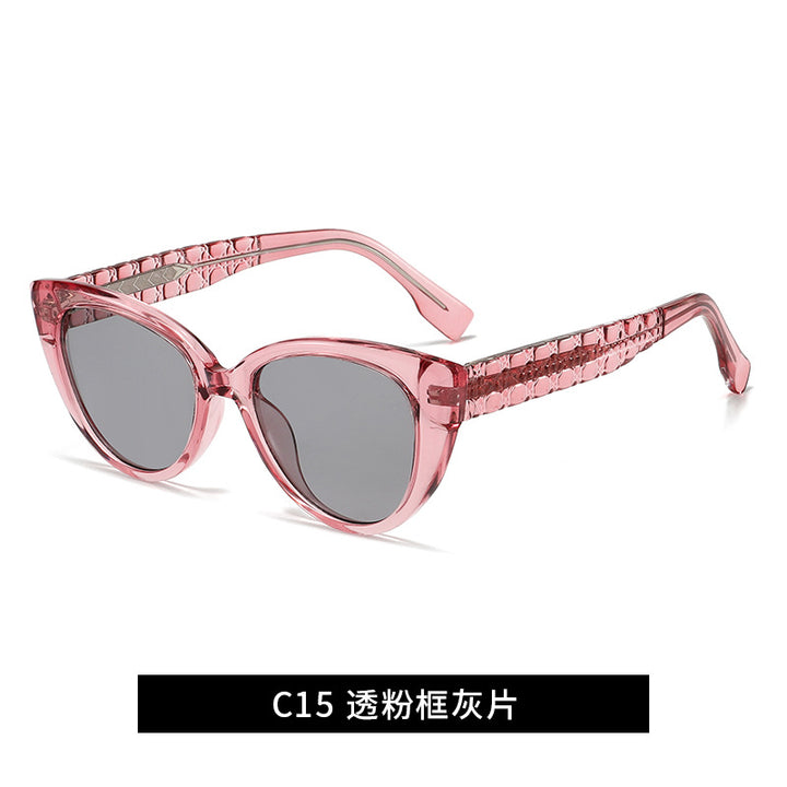 Damen Cat-Eye Sonnenbrille mit dekorativem Steg Karnz