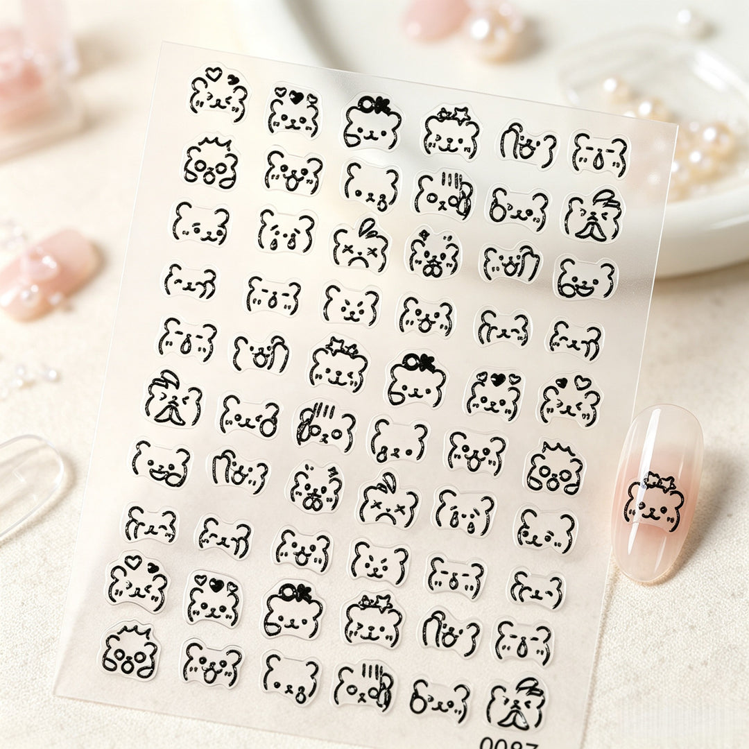 Niedliches tierisches Nagelkunst Aufkleber Set