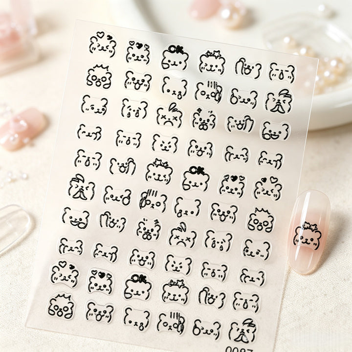 Niedliches tierisches Nagelkunst Aufkleber Set