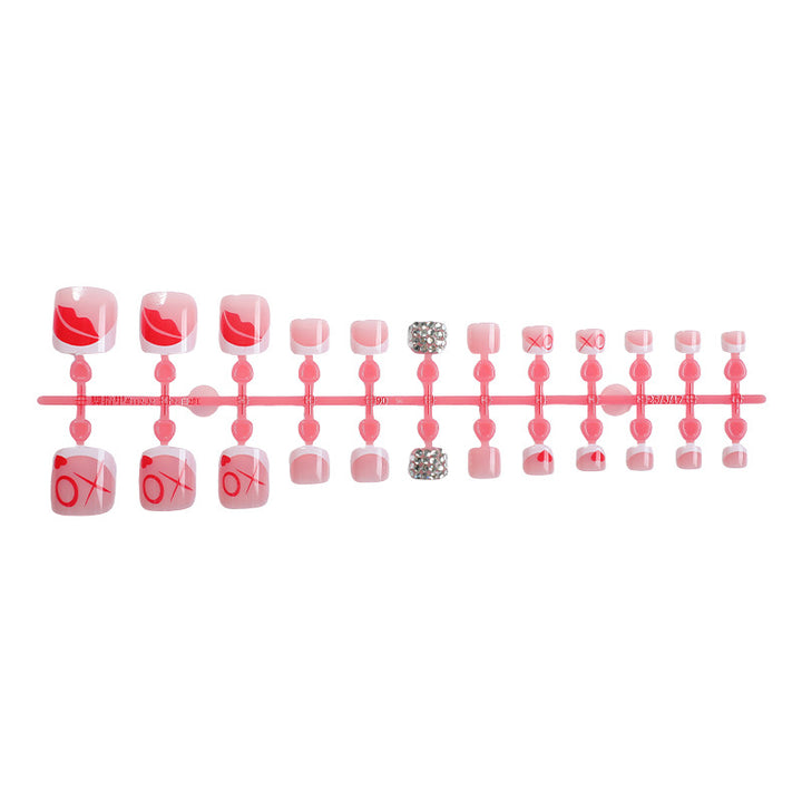 Dekoratives Press-On Nagelkunst-Set mit Kuss- und Herzdesigns Karnz