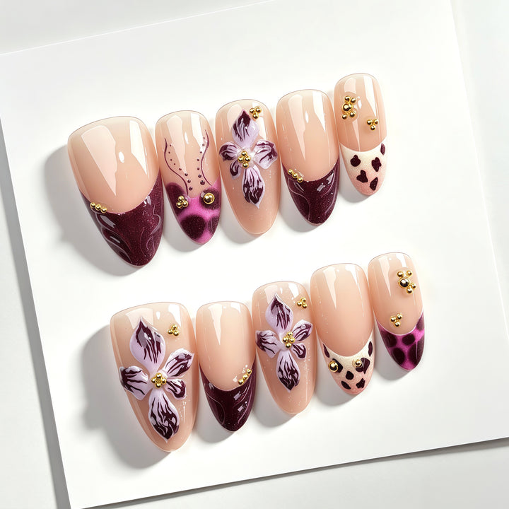 Elegante Blumen Press-On Nagel Kollektion