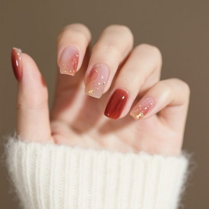 Elegantes Press-On-Nagel-Kunst-Set mit Glitzer und Farbverlauf-Finish