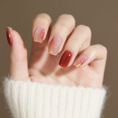 Elegantes Press-On-Nagel-Kunst-Set mit Glitzer und Farbverlauf-Finish