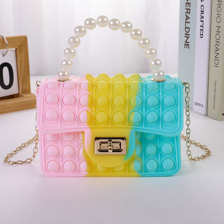 Damen stilvolle Handtasche mit Perlengriff Karnz