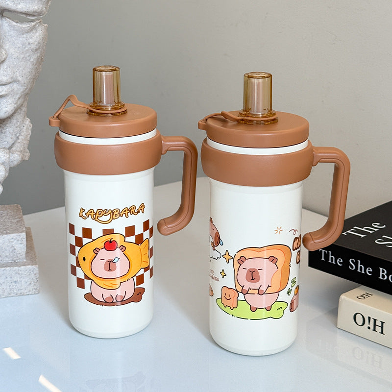 Damen Isolierte Trinkflasche mit praktischem Tragegriff und lustigem Tierdesign Karnz