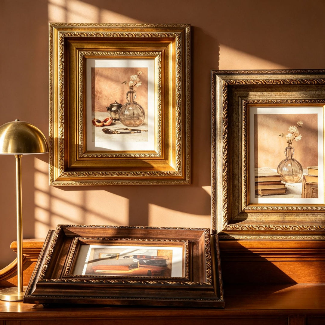 Verschnörkelter Vintage Blumen Kunstrahmen für Zuhause