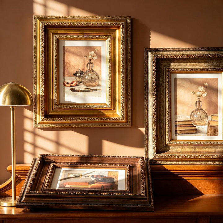 Verschnörkelter Vintage Blumen Kunstrahmen für Zuhause